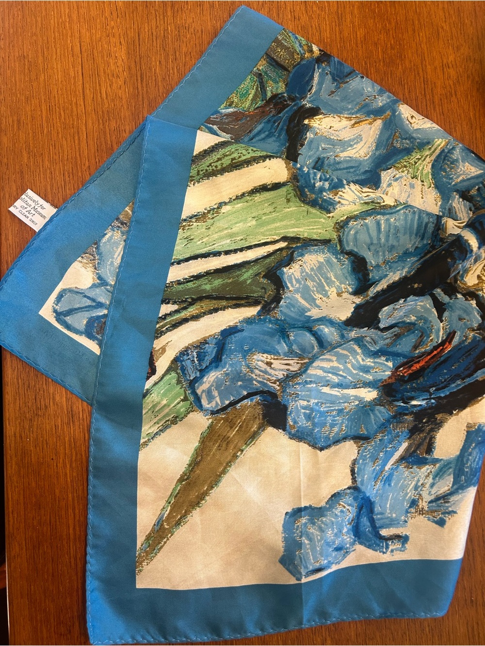 The Met Van Gogh 100% Silk Head Scarf Blue Floral Wearable Art